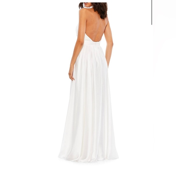 Mac Duggar Chiffon Halter Gown White - Picture 3 of 13